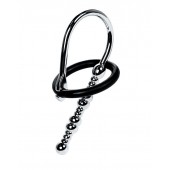 Серебристый уретральный плаг-бусины TOYFA Metal с мягким фиксириющим кольцом - ToyFa - купить с доставкой в Ногинске