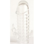 Гелевая прозрачная насадка с 2 отростками - 13 см. - Toyfa Basic - в Ногинске купить с доставкой