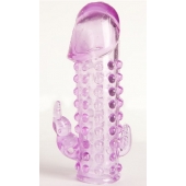 Закрытая фиолетовая насадка с 2 отростками - 13 см. - Toyfa Basic - в Ногинске купить с доставкой