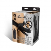 Полый страпон с двумя отростками и вибрацией Unisex Vibrating Hollow Strap-On Double Penetrating Dildo - 17,8 см. - Lux Fetish - купить с доставкой в Ногинске
