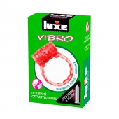 Розовое эрекционное виброкольцо Luxe VIBRO  Поцелуй стриптизёрши  + презерватив - Luxe - в Ногинске купить с доставкой