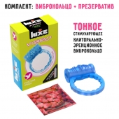 Голубое эрекционное виброкольцо Luxe VIBRO  Райская птица  + презерватив - Luxe - в Ногинске купить с доставкой