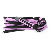 Черно-розовая плеть из замши - 58 см. - БДСМ Арсенал - купить с доставкой в Ногинске