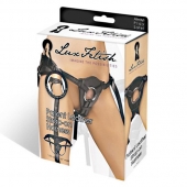 Черные трусики для страпона из патентованной кожи - Lux Fetish - купить с доставкой в Ногинске