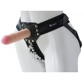 Черный пояс-трусики с насадкой  Гламур Dana  - 15,5 см. - LOVETOY (А-Полимер) - купить с доставкой в Ногинске
