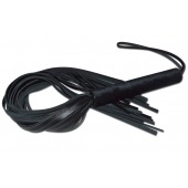 Чёрная кожаная плеть с жесткой ручкой - 63 см. - Sitabella - купить с доставкой в Ногинске