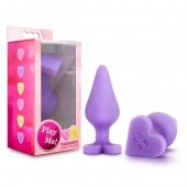Фиолетовая анальная пробка Naughty Candy Heart Do Me Now - 8,9 см. - Blush Novelties - купить с доставкой в Ногинске