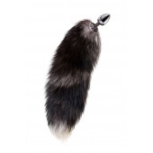 Серебристая металлическая анальная втулка с хвостом чернобурой лисы - размер S - ToyFa - купить с доставкой в Ногинске