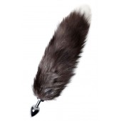 Серебристая металлическая анальная втулка с хвостом чернобурой лисы - размер S - ToyFa - купить с доставкой в Ногинске