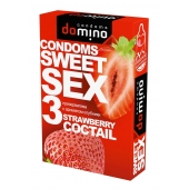 Презервативы для орального секса DOMINO Sweet Sex с ароматом клубничного коктейля  - 3 шт. - Domino - купить с доставкой в Ногинске
