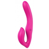 Ярко-розовый безремневой страпон REMOTE DOUBLE DIPPER - 22 см. - Dream Toys - купить с доставкой в Ногинске