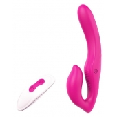 Ярко-розовый безремневой страпон REMOTE DOUBLE DIPPER - 22 см. - Dream Toys - купить с доставкой в Ногинске