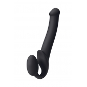 Черный безремневой страпон Silicone Bendable Strap-On M - Strap-on-me - купить с доставкой в Ногинске