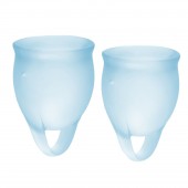 Набор голубых менструальных чаш Feel confident Menstrual Cup - Satisfyer - купить с доставкой в Ногинске