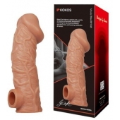 Телесная насадка на фаллос с отверстием для мошонки EXTREME SLEEVE - 17,6 см. - KOKOS - в Ногинске купить с доставкой