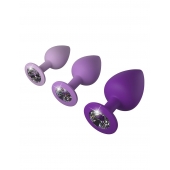 Набор из 3 фиолетовых анальных пробок со стразами Little Gems Trainer Set - Pipedream - купить с доставкой в Ногинске