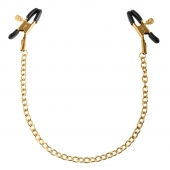 Чёрные с золотом зажимы на соски Gold Chain Nipple Clamps - Pipedream - купить с доставкой в Ногинске
