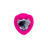 Розовая анальная втулка Diamond Heart с прозрачным кристаллом - 9,5 см. - ToyFa - купить с доставкой в Ногинске