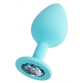 Мятная анальная втулка Brilliant с прозрачным кристаллом - 8 см. - ToyFa - купить с доставкой в Ногинске