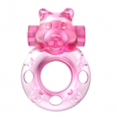 Розовое эрекционное виброкольцо на пенис Pink Bear - Baile - в Ногинске купить с доставкой
