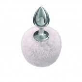 Серебристая анальная пробка с белым пушистым хвостиком Twinkle - Lola Games - купить с доставкой в Ногинске