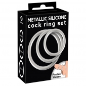Набор из 3 эрекционных колец под металл Metallic Silicone Cock Ring Set - Orion - в Ногинске купить с доставкой