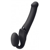 Черный безремневой вибрострапон Silicone Bendable Strap-On M - Strap-on-me - купить с доставкой в Ногинске