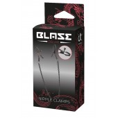 Черные зажимы на соски на цепочке BLAZE DELUXE NIPPLE CLAMPS - Dream Toys - купить с доставкой в Ногинске