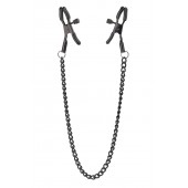 Черные зажимы на соски на цепочке BLAZE DELUXE NIPPLE CLAMPS - Dream Toys - купить с доставкой в Ногинске