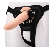 Телесный страпон на черных трусиках STRAP ON REAL DILDO - 20 см. - Dream Toys - купить с доставкой в Ногинске