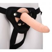 Телесный страпон на черных трусиках STRAP ON REAL DILDO - 20 см. - Dream Toys - купить с доставкой в Ногинске