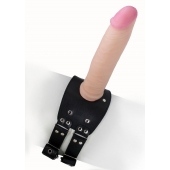 Черный узкий пояс на бедро с телесной насадкой - LOVETOY (А-Полимер) - купить с доставкой в Ногинске