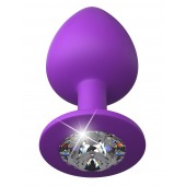 Фиолетовая анальная пробка со стразом Her Little Gem Large Plug - 9,5 см. - Pipedream - купить с доставкой в Ногинске