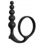 Черная анальная цепочка с эрекционным кольцом Ass-gasm Cockring Anal Beads - Pipedream - в Ногинске купить с доставкой