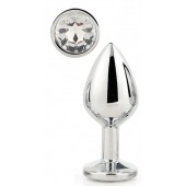 Серебристая анальная втулка с прозрачным кристаллом - 7,1 см. - Dream Toys - купить с доставкой в Ногинске