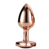 Золотистая анальная втулка с кристаллом-сердечком розового цвета - 7,1 см. - Dream Toys - купить с доставкой в Ногинске