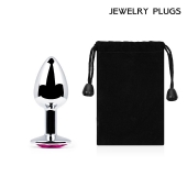 Серебристая анальная пробка с малиновым кристаллом - 7,2 см. - Anal Jewelry Plug - купить с доставкой в Ногинске