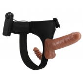 Страпон с вагинальной пробкой и вибрацией Ultra Passionate Harness - 16 см. - Baile - купить с доставкой в Ногинске