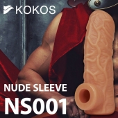 Телесная открытая насадка-реалистик с подхватом мошонки Nude Sleeve L - 14 см. - KOKOS - в Ногинске купить с доставкой