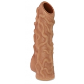 Телесная насадка с венками и открытой головкой Nude Sleeve L - 14 см. - KOKOS - в Ногинске купить с доставкой