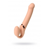 Телесный безремневой вибрострапон Vibrating Bendable Strap-On L - Strap-on-me - купить с доставкой в Ногинске