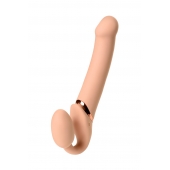Телесный безремневой вибрострапон Vibrating Bendable Strap-On L - Strap-on-me - купить с доставкой в Ногинске