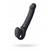 Черный безремневой вибрострапон Vibrating Bendable Strap-On L - Strap-on-me - купить с доставкой в Ногинске