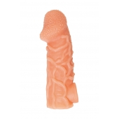 Телесная закрытая насадка с венками Cock Sleeve Size L - 17,6 см. - KOKOS - в Ногинске купить с доставкой