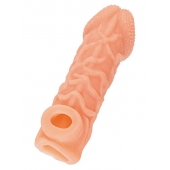 Телесная закрытая насадка с венками Cock Sleeve Size L - 17,6 см. - KOKOS - в Ногинске купить с доставкой