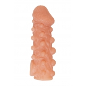 Телесная закрытая насадка с шариками Cock Sleeve Size M - 15,6 см. - KOKOS - в Ногинске купить с доставкой