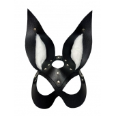 Черная маска зайки с белым мехом на ушках Miss Bunny - БДСМ Арсенал - купить с доставкой в Ногинске
