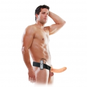 Телесный полый страпон с вибрацией 8  Vibrating Hollow Strap-On - 20,5 см. - Pipedream - купить с доставкой в Ногинске