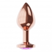 Пробка цвета розового золота с фиолетовым кристаллом Diamond Amethyst Shine S - 7,2 см. - Lola Games - купить с доставкой в Ногинске