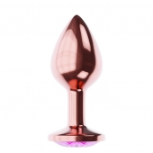 Пробка цвета розового золота с лиловым кристаллом Diamond Quartz Shine L - 8,3 см. - Lola Games - купить с доставкой в Ногинске